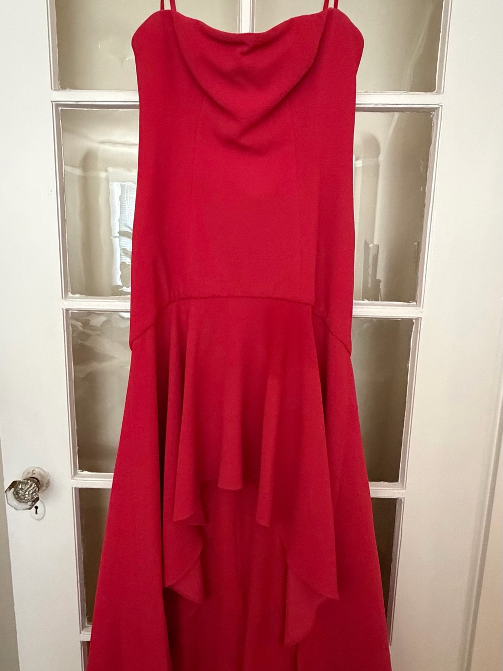 BCBGMaxAzria Red Strapless High-Low Dress